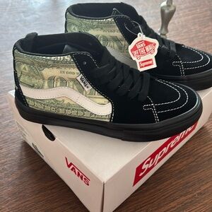 Supreme Vans Skate Mid “Dollar Bill” Black Site 4 NIB